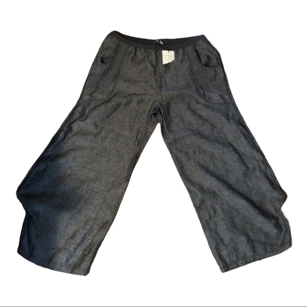Ann G linen pants flare harem gray 2x